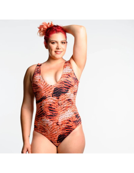 Tissu lycra maillot de bain - Zébre ocra