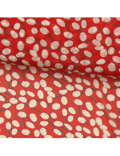 Tissu mousseline imprimée - Lunaria rouge