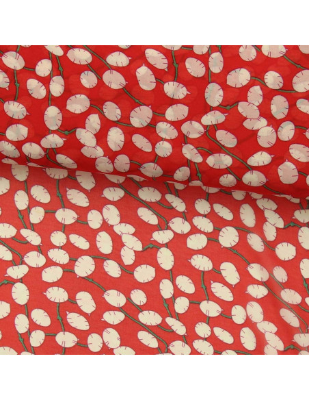 Tissu mousseline imprimée - Lunaria rouge