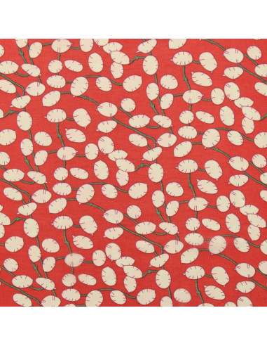 Tissu mousseline imprimée - Lunaria rouge