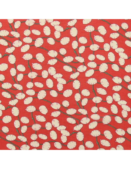 Tissu mousseline imprimée - Lunaria rouge