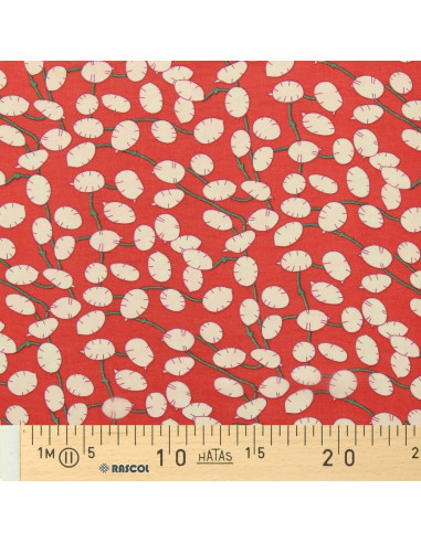 Tissu mousseline imprimée - Lunaria rouge