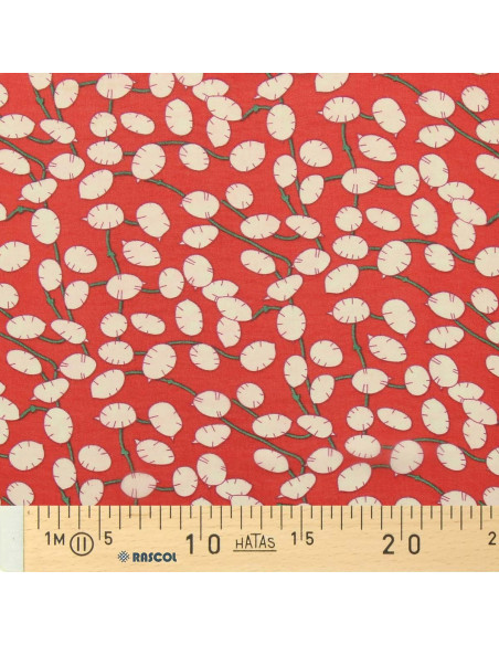 Tissu mousseline imprimée - Lunaria rouge