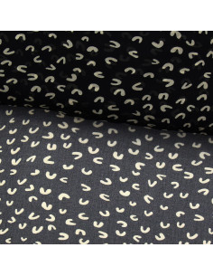 Tissu mousseline imprimée - Abstrait noir