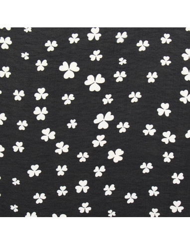Tissu mousseline imprimée - Trèfle noir