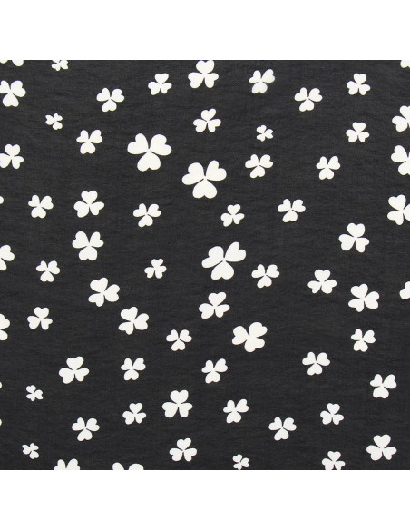 Tissu mousseline imprimée - Trèfle noir