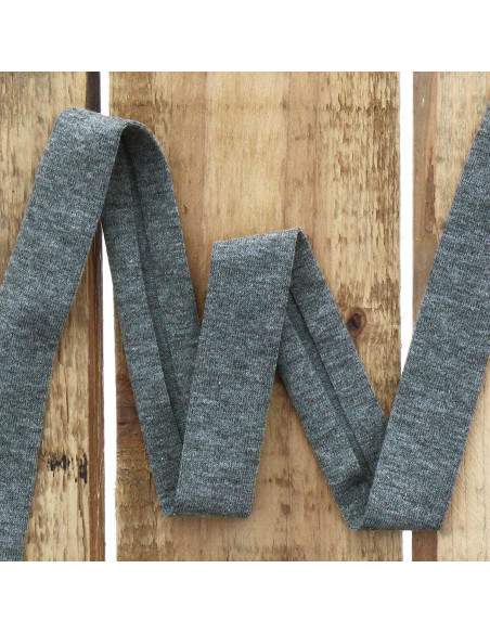 Biais jersey coton - Gris chiné foncé