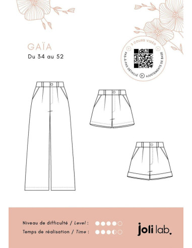 Patron de pantalon et short Gaïa - Joli Lab