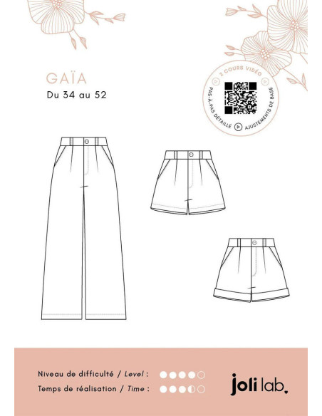 Patron de pantalon et short Gaïa - Joli Lab
