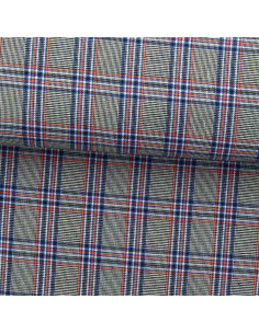 Tissus tartan écossais vogue - Bleu, noir et orange