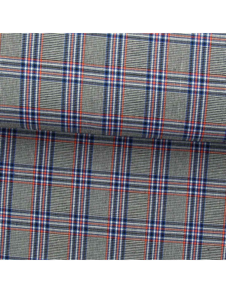 Tissus tartan écossais vogue - Bleu, noir et orange