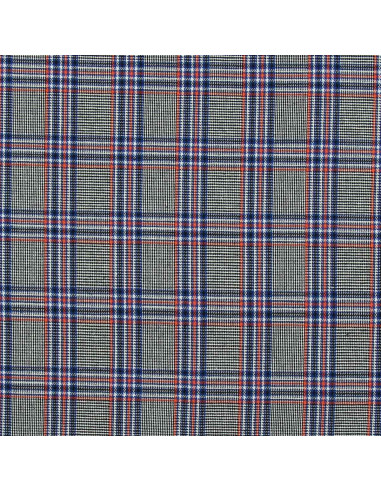 Tissus tartan écossais vogue - Bleu, noir et orange
