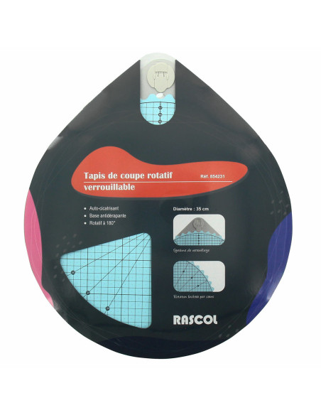 Tapis de découpe auto-cicatrisant rotatif verrouillable Rascol 35 cm