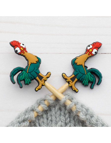 Bouchons stoppeurs de mailles pour aiguilles à tricoter - Poulet