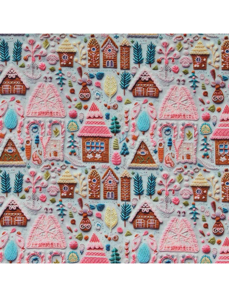 Tissu popeline de coton - Hancel gris et rose