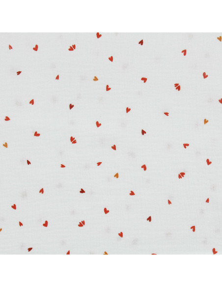 Tissu double gaze imprimé - Coreo blanc et rouge