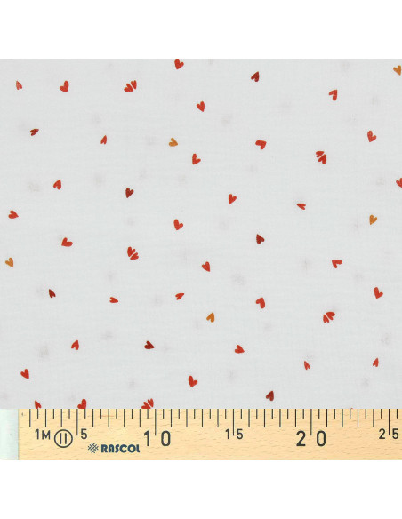 Tissu double gaze imprimé - Coreo blanc et rouge
