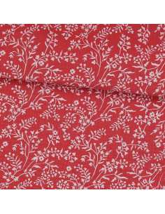 Tissu double gaze imprimé - Taznak santal et rose