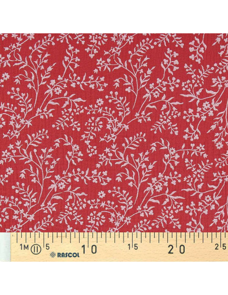 Tissu double gaze imprimé - Taznak santal et rose