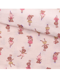 Tissu double gaze imprimé - Fifi morganite