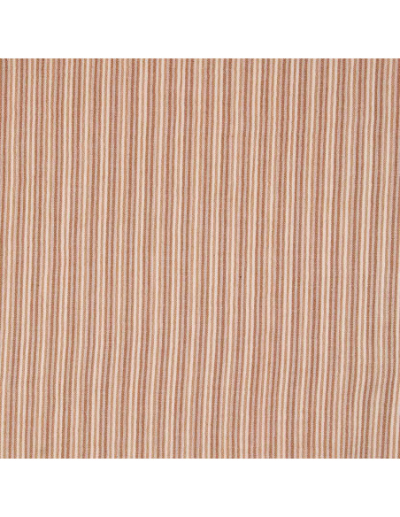 Tissu double gaze gaufrée rayures - Caramel et blanc cassé