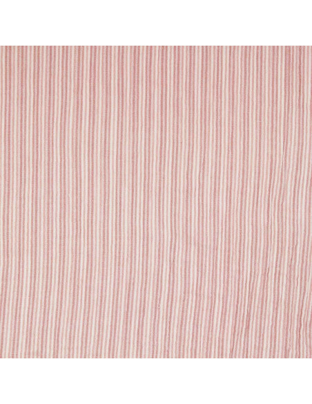 Tissu double gaze gaufrée rayures - Vieux rose et blanc cassé