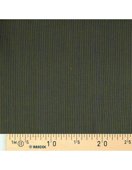 Tissu double gaze gaufrée rayures - Bronze et cobalt
