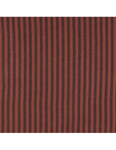 Tissu double gaze gaufrée rayures - Charbon et toffee