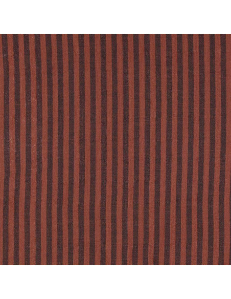 Tissu double gaze gaufrée rayures - Charbon et toffee