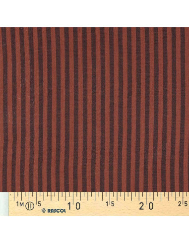 Tissu double gaze gaufrée rayures - Charbon et toffee