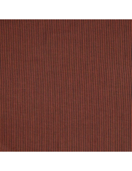 Tissu double gaze gaufrée rayures - Charbon et toffee