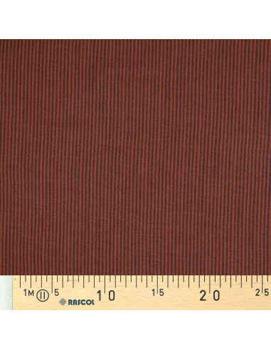 Tissu double gaze gaufrée rayures - Charbon et toffee