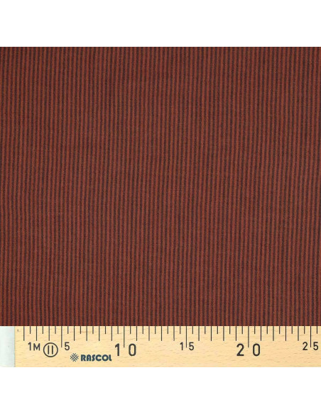 Tissu double gaze gaufrée rayures - Charbon et toffee