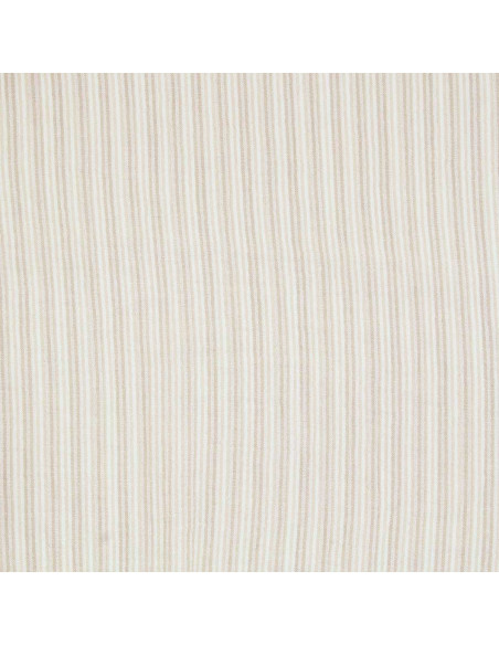 Tissu double gaze gaufrée rayures - Galet et blanc cassé