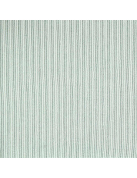Tissu double gaze gaufrée rayures - Vert de gris et blanc cassé