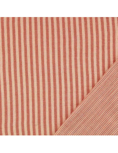 Tissu double gaze gaufrée rayures - Skin et paprika