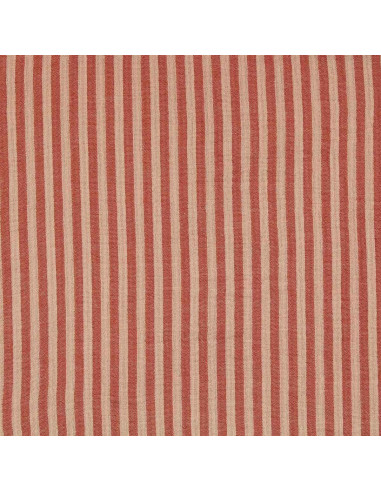 Tissu double gaze gaufrée rayures - Skin et paprika