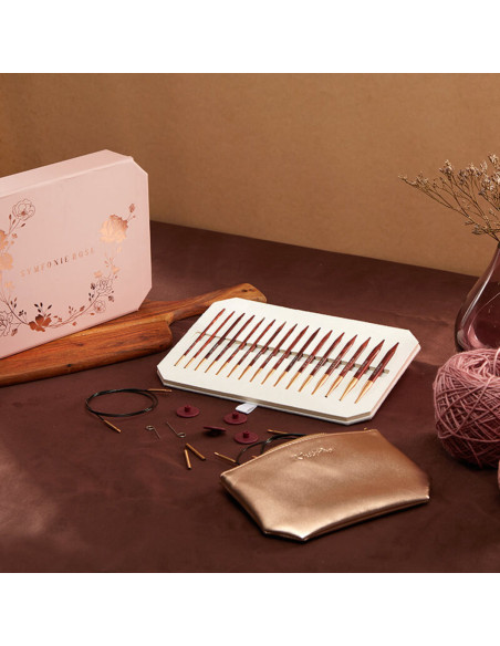 Coffret aiguilles à tricoter circulaires KnitPro Symfonie Rose