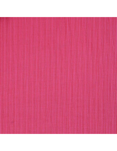 Tissu double gaze gaufrée rayures - Bonbon et hibiscus