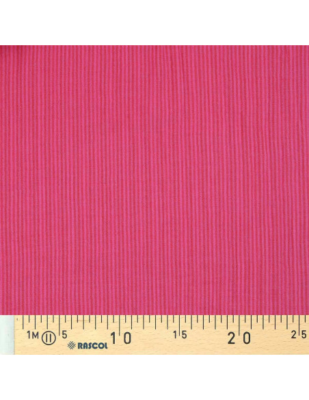Tissu double gaze gaufrée rayures - Bonbon et hibiscus