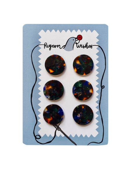 Carte de 6 boutons en biorésine 25 mm 4 trous - Grimoire