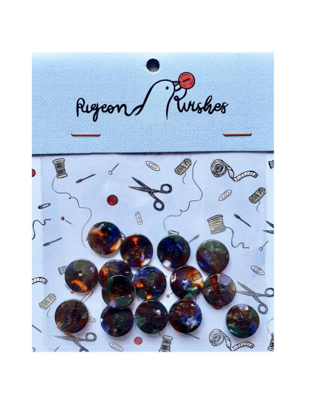 Paquet de 15 boutons en biorésine 15 mm 4 trous - Grimoire