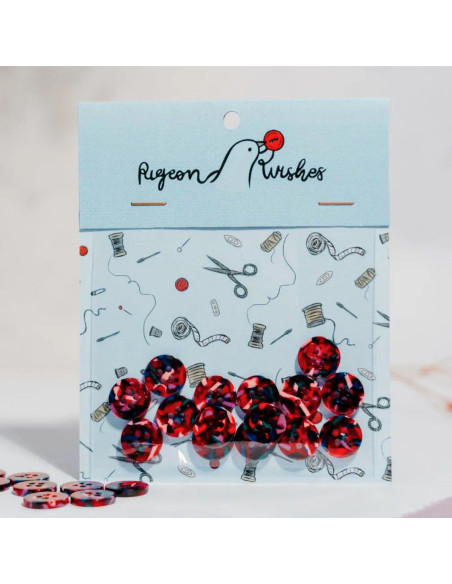Paquet de 15 boutons en biorésine 15 mm 4 trous - Beloved