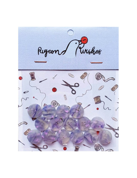 Paquet de 15 boutons en biorésine 15 mm 4 trous - Quartz