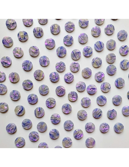 Paquet de 15 boutons en biorésine 15 mm 4 trous - Quartz