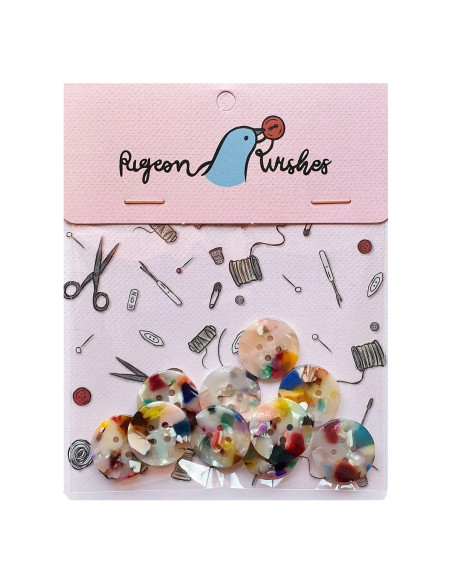 Paquet de 10 boutons en biorésine 20 mm 4 trous - Painterly