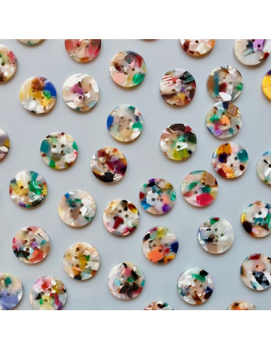 Paquet de 10 boutons en biorésine 20 mm 4 trous - Painterly