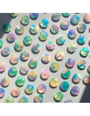 Paquet de 10 boutons en biorésine 20 mm 4 trous - Neverland