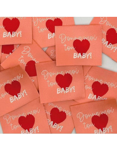 Lot de 5 étiquettes tissées à coudre Donne moi ton coeur baby