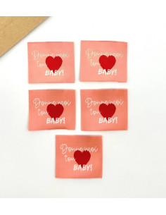 Lot de 5 étiquettes tissées à coudre Donne moi ton coeur baby 2